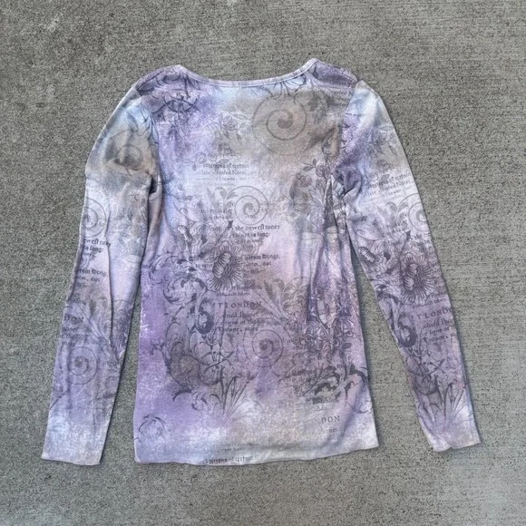 Y2K Vintage Long Sleeve With Gems Streetwear Babydoll Girlhoodcore - Picture 2 of 4